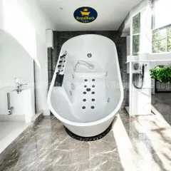 Bồn Tắm Massage Oval Cạnh Thẳng 1m5 (RB-15O-CT) Regalbath - Thư Giãn Chuẩn Spa Tại Nhà, Tiết Kiệm Diện Tích
