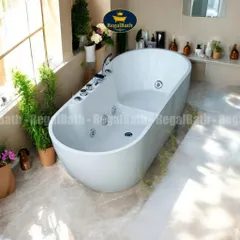 Bồn Tắm Massage Oval Cạnh Thẳng 1m5 (RB-15O-CT) Regalbath - Thư Giãn Chuẩn Spa Tại Nhà, Tiết Kiệm Diện Tích