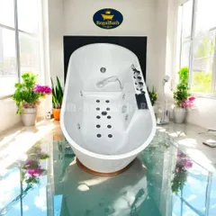Bồn Tắm Massage Oval Cạnh Thẳng 1m5 (RB-15O-CT) Regalbath - Thư Giãn Chuẩn Spa Tại Nhà, Tiết Kiệm Diện Tích