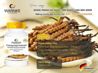Viên Uống Đông Trùng Hạ Thảo Warnke 120 Viên - Tăng Cường Sức Khỏe, Đề Kháng & Hỗ Trợ Miễn Dịch Tự Nhiên