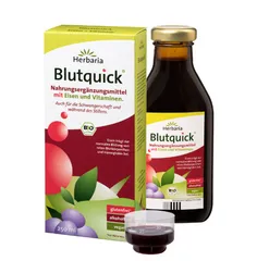 Sắt Nước Hữu Cơ Herbaria Blutquick 250ml - Giải Pháp Tăng Cường Sắt Cho Người Thiếu Máu, Dễ Uống Và Hấp Thụ Nhanh