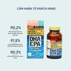 Viên uống bổ não DHA EPA Orihiro 180 viên - Tăng cường trí nhớ, hỗ trợ sức khỏe não bộ, sản phẩm nội địa Nhật Bản.