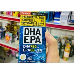 Viên uống bổ não DHA EPA Orihiro 180 viên - Tăng cường trí nhớ, hỗ trợ sức khỏe não bộ, sản phẩm nội địa Nhật Bản.