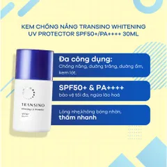 Kem Chống Nắng Dưỡng Trắng Da Transino Whitening UV Protector SPF50 PA ++++ - 4 Trong 1 Chống Nắng, Dưỡng Trắng, Bảo Vệ Da, Nội Địa Nhật Bản