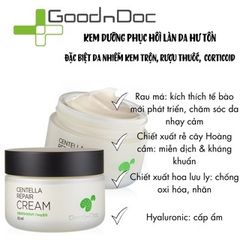 Kem Rau Má GoodnDoc Centella Repair Cream - Serum Dưỡng Ẩm Da Chống Lão Hóa với Vitamin C & B5 cho Da Nhạy Cảm và Hư Tổn