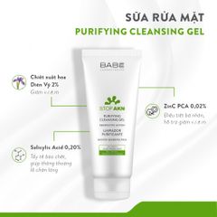 Sữa Rửa Mặt BaBe Stop AKN Purifying Cleansing Gel 200ml - Kiểm Soát Bã Nhờn, Làm Sạch Dịu Nhẹ, Phù Hợp Cho Da Nhờn và Dễ Bị Mụn