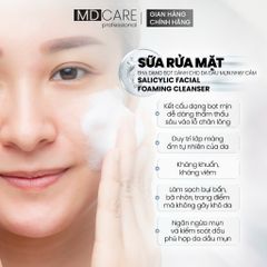 Sữa Rửa Mặt Bọt MD CARE BHA Cho Da Dầu Mụn Nhạy Cảm 200ml - Giải Pháp Làm Sạch Sâu, Kiểm Soát Dầu và Ngăn Ngừa Mụn