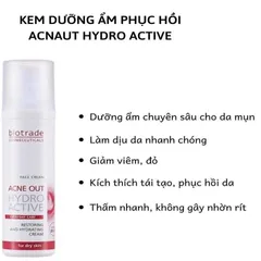 Kem Dưỡng Ẩm Biotrade Acnaut Hydro Active Cream 60ml - Phục Hồi Da Sau Mụn, Chống Viêm, Duy Trì Độ Ẩm, Cho Da Hỗn Hợp và Dầu
