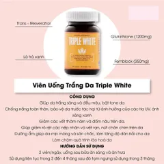 Viên Uống Triple White Trắng Da - Giải Pháp Chống Nắng, Giảm Sạm Nám & Lão Hóa Da Hộp 50 Viên Nhập Khẩu USA
