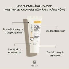 Kem Chống Nắng Hyaestic Skin Fusion SPF50+ - Bảo vệ Da Chống UV và Ô Nhiễm, Giúp Làm Sáng và Kháng Nước 50ml