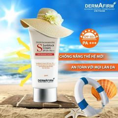 Kem Chống Nắng Dermafirm Sun Block Cream SPF50+PA+++ Dành Cho Da Dầu, Khô, Mụn - Không Nhờn Rít, An Toàn Cho Da Nhạy Cảm