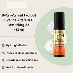 Sữa Rửa Mặt Tạo Bọt Eveline Vitamin C Sensation C 150ml - Làm Sáng Da, Phục Hồi, Chống Lão Hóa với Axit Ferulic và Vitamin E