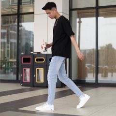 Quần Jean Nam Rách Gối Slimfit Màu Xanh Nhạt Chất Bò Co Giãn Tốt 5679 - Thời Trang Nam Hiện Đại, Phong Cách Trẻ Trung