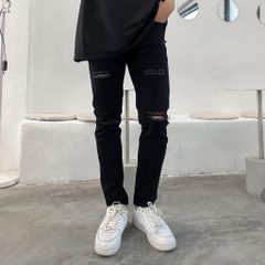 Quần Jean Đen Nam Slimfit Skinny Muối Tiêu - Chất Bò Co Giãn Cao Cấp, Dáng Ôm Thời Trang, VNXK Pon.mens