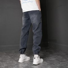 Quần Jean Jogger Nam Màu Xám Đen Bó Gấu Lưng Chun - Thời Trang Nam Thoải Mái, 100% Cotton, 4 Túi Tiện Lợi