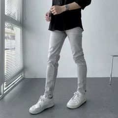 Quần Jean Nam Xám Ghi Rách Co Giãn 4 Chiều Chất Bò Denim - Dáng Slimfit Skinny Thời Trang Pon.mens