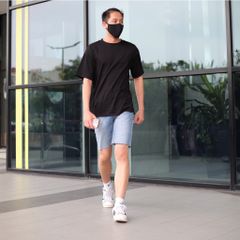 Quần Short Jean Nam Rách Màu Xanh Nhạt - Thời Trang Cao Cấp, Ống Rộng, Phong Cách Năng Động, Thoải Mái, Tiện Lợi