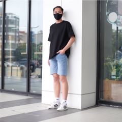 Quần Short Jean Nam Rách Màu Xanh Nhạt - Thời Trang Cao Cấp, Ống Rộng, Phong Cách Năng Động, Thoải Mái, Tiện Lợi