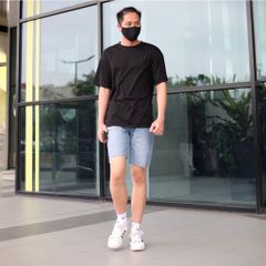 Quần Short Jean Nam Rách Màu Xanh Nhạt - Thời Trang Cao Cấp, Ống Rộng, Phong Cách Năng Động, Thoải Mái, Tiện Lợi