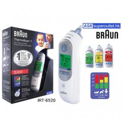 Nhiệt kế đo tai Braun IRT6520, Braun ThermoScan 7 Màu Trắng | Hàng của Đức