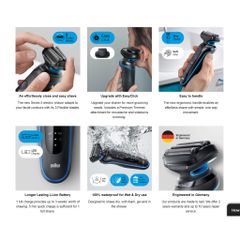 Máy Cạo Râu Điện Braun 5018s Series 5 - Chống Nước, Pin Li-Ion, Lưỡi Dao Linh Hoạt, Sạch Dễ Dàng, Thiết Kế Đức