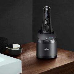 Trạm Sạc Và Làm Sạch Máy Cạo Râu Braun Series 8, 9 - Thiết Bị Chính Hãng, Công Suất 12V, Chức Năng Rửa Tiện Lợi