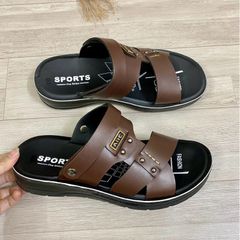 Dép da nam quai ngang cao cấp ABC Fashion - Sandal êm chân, đế cao su non chống trơn, thời trang dễ phối đồ