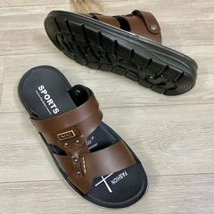 Dép da nam quai ngang cao cấp ABC Fashion - Sandal êm chân, đế cao su non chống trơn, thời trang dễ phối đồ
