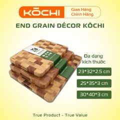 Thớt GhépCaro End Grain Décor KŌCHI - Thớt gỗ Cao Cấp - Thớt gỗ kháng khuẩn - Không hóa chất - Kích Thước lên đến 40 cm