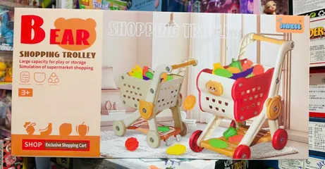 Đồ chơi xe đẩy siêu thị Supermarket shopping trolley BEAR 911-7, đồ chơi nhập vai, bé chơi đồ hàng đóng vai đi siêu thị