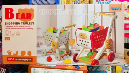 Đồ chơi xe đẩy siêu thị Supermarket shopping trolley BEAR 911-7, đồ chơi nhập vai, bé chơi đồ hàng đóng vai đi siêu thị