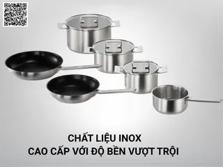 Bộ Nồi Inox Bosch HEZ9SE060 - 6 Món Chống Rỉ, 3 Lớp Siêu Bền, Phù Hợp Mọi Loại Bếp, Chảo Chống Dính, Sản Xuất Tại Đức