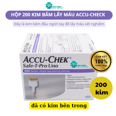 Kim Lấy Máu Đầu Ngón Tay Accu-Chek Safe-T-Pro Uno - Hộp 200 Kim Bấm Tiện Lợi, An Toàn, Giảm Đau, Dễ Sử Dụng
