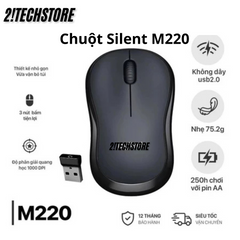Chuột Không Dây Logitech M220 Silent - Chuột Văn Phòng Êm Ái, Kết Nối USB, Thiết Kế Nhỏ Gọn, Giảm Tiếng Ồn 90%
