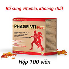 Vitamin tổng hợp và khoáng chất Phagelvit Plus ROXTECH - Bổ sung sức khỏe, tăng cường sức đề kháng - Hộp 100 viên