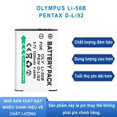 Pin Máy Ảnh Olympus Li-50B, Dùng Cho Pentax D-Li92, Casio CNP-150 - Pin Lithium Chất Lượng Cao, Bảo Vệ Thông Minh