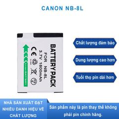 Pin máy ảnh Canon NB-8L 3.7V 1000mAh - Dung lượng cao, tương thích Canon Powershot A3300, A3200, A3100, A3000, A2200, A1200