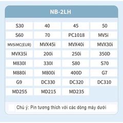 Pin Máy Ảnh Canon NB-2L (NB-2LH) - Dung lượng cao cho Canon EOS 350D, 400D, PowerShot G7, G9, S50, S60, S70, S80