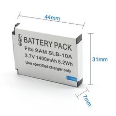 Pin Máy Ảnh Lithium SAMSUNG SLB-10A & JVC BN-VH105 1400mAh - Tương Thích với ES50, ES55, EX2F, HMX-U100BP và Nhiều Model Khác