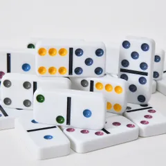 Bộ Cờ Domino Melamine Cao Cấp - Nền Trắng Điểm Màu Độc Đáo Kèm Hộp Đựng Kim Loại - Đồ Chơi Giải Trí Thú Vị