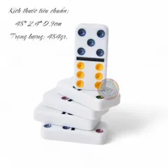 Bộ Cờ Domino Melamine Cao Cấp - Nền Trắng Điểm Màu Độc Đáo Kèm Hộp Đựng Kim Loại - Đồ Chơi Giải Trí Thú Vị