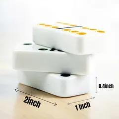 Bộ Cờ Domino Melamine Cao Cấp - Nền Trắng Điểm Màu Độc Đáo Kèm Hộp Đựng Kim Loại - Đồ Chơi Giải Trí Thú Vị
