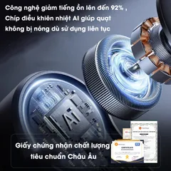 Quạt Mini Cầm Tay HoMar - Quạt Tích Điện 5 Tốc Độ Gió Có Màn Hình LED, Tiện Dụng Cho Ngày Hè Nóng Bức