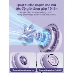 Quạt Mini Cầm Tay HoMar - Quạt Tích Điện 5 Tốc Độ Gió Có Màn Hình LED, Tiện Dụng Cho Ngày Hè Nóng Bức