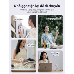 Quạt Mini Cầm Tay HoMar - Quạt Tích Điện 5 Tốc Độ Gió Có Màn Hình LED, Tiện Dụng Cho Ngày Hè Nóng Bức