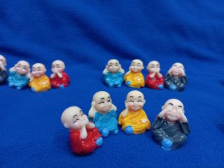 Bộ Tượng 4 Chú Tiểu Tứ Không - Trang Trí Xe Hơi, Bể Cá Cảnh Ngộ Nghĩnh - Ý Nghĩa Phật Giáo Chăm Sóc Tâm Hồn