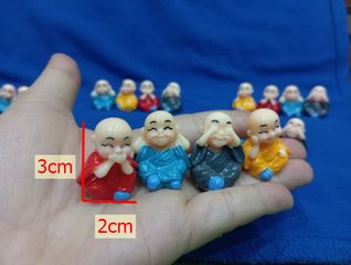 Bộ Tượng 4 Chú Tiểu Tứ Không - Trang Trí Xe Hơi, Bể Cá Cảnh Ngộ Nghĩnh - Ý Nghĩa Phật Giáo Chăm Sóc Tâm Hồn