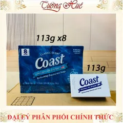 Lốc 8 Bánh Xà Phòng Coast Classic Scent - 113g x8, Siêu Tiết Kiệm, Khử Mùi, Phù Hợp Với Da Nhạy Cảm, Sản Xuất Tại Mỹ