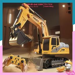 Xe Xúc Điều Khiển 5018E Giả Lập Hợp Kim - Chức Năng Xoay 680° và Phun Khói - Đồ Chơi Kỹ Thuật Cho Trẻ Em Yêu Máy Công Trình