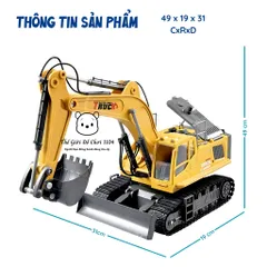 Xe Xúc Điều Khiển 5018E Giả Lập Hợp Kim - Chức Năng Xoay 680° và Phun Khói - Đồ Chơi Kỹ Thuật Cho Trẻ Em Yêu Máy Công Trình